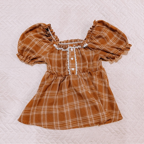 plaid puff sleeve top - Picture 1 of 3